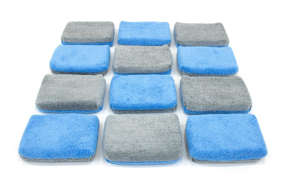 Thin [Saver Applicator Terry] Microfiber Coating Applicator Sponge with Plastic Barrier - 12 pack