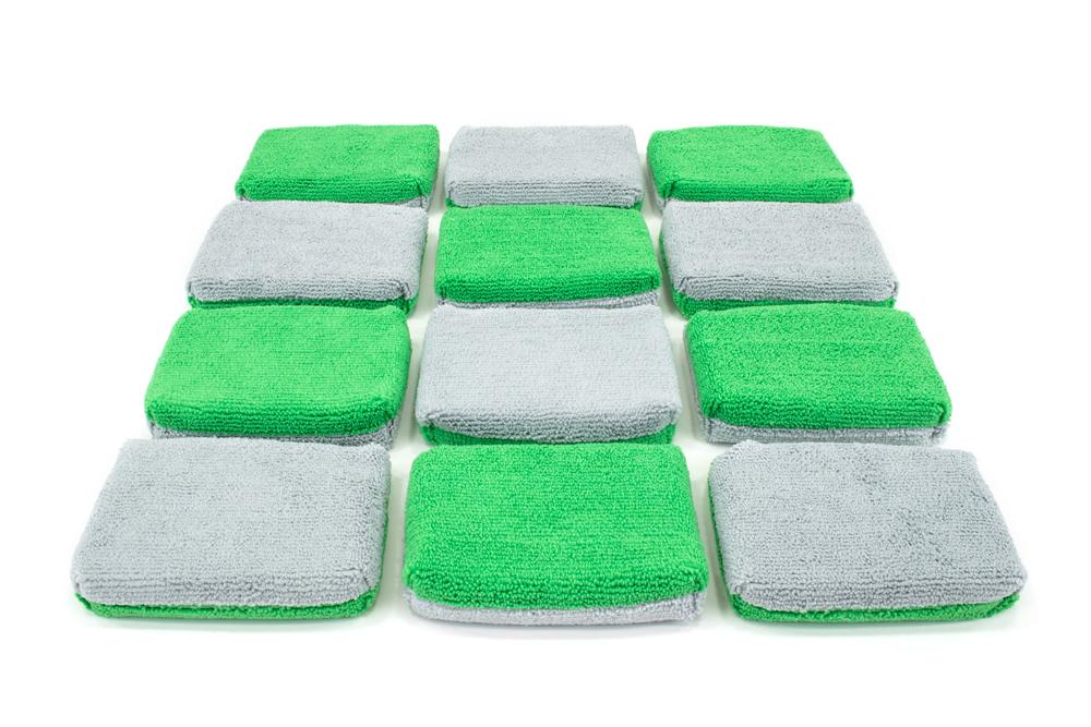 Thin [Saver Applicator Terry] Microfiber Coating Applicator Sponge with Plastic Barrier - 12 pack