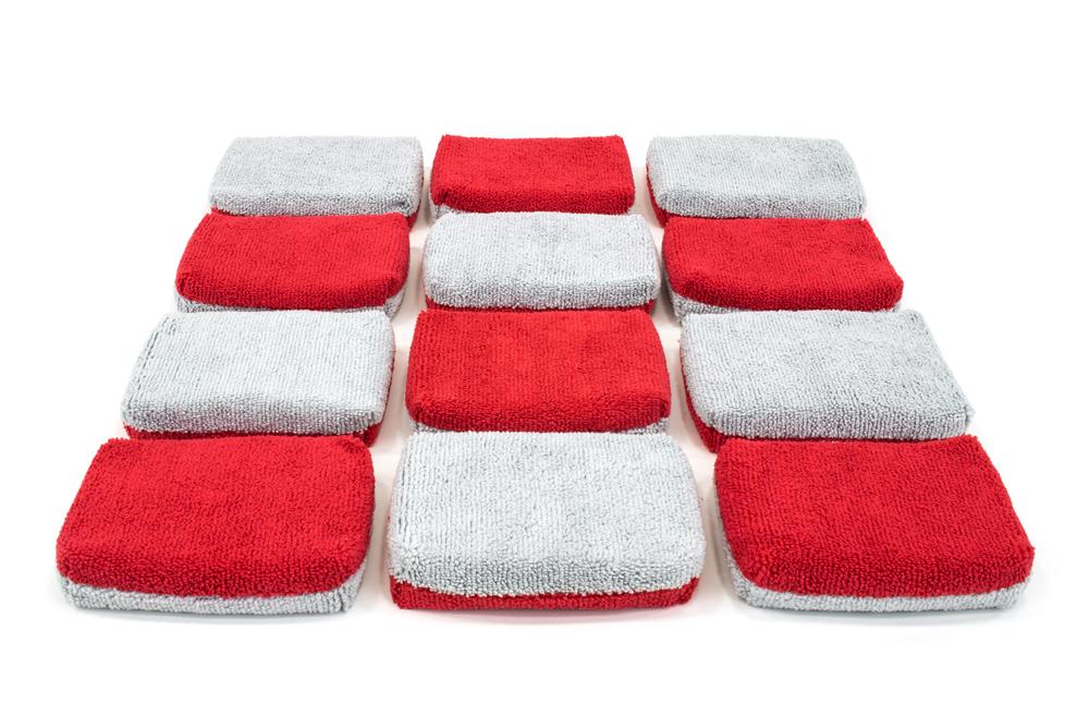 Thin [Saver Applicator Terry] Microfiber Coating Applicator Sponge with Plastic Barrier - 12 pack